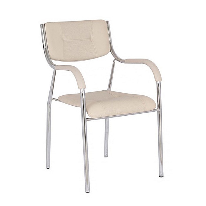 Scaun vizitator GN cu manere, cadru cromat, piele ecologica, 150 kg, bej [1]