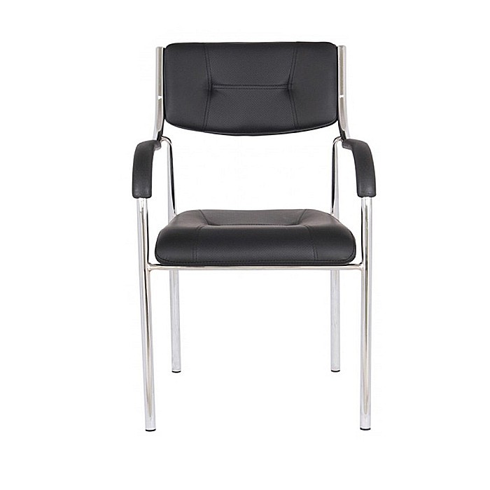 Scaun vizitator GN cu manere, cadru cromat, piele ecologica, 150 kg, negru [3]
