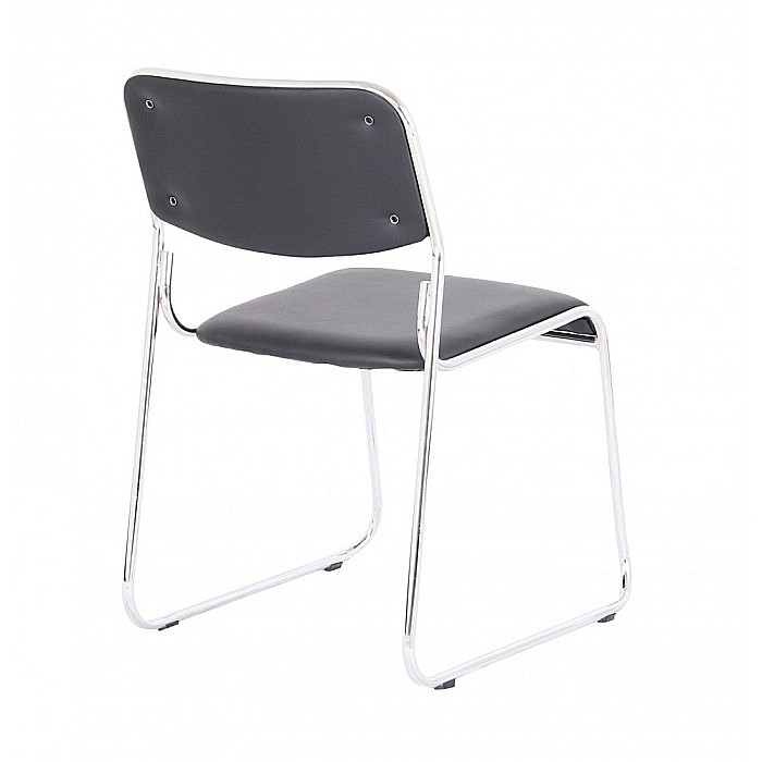 Scaun vizitator GN Emil, piele ecologica, cadru metalic cromat, stivuibil, 100 kg [2]