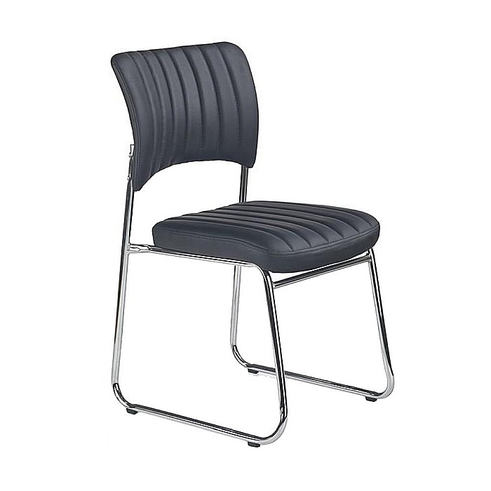 Scaun vizitator HM Rapid, Cadru Cromat, Piele ecologica, 83x43x58 cm, Sarcina max 120 Kg, Negru [1]