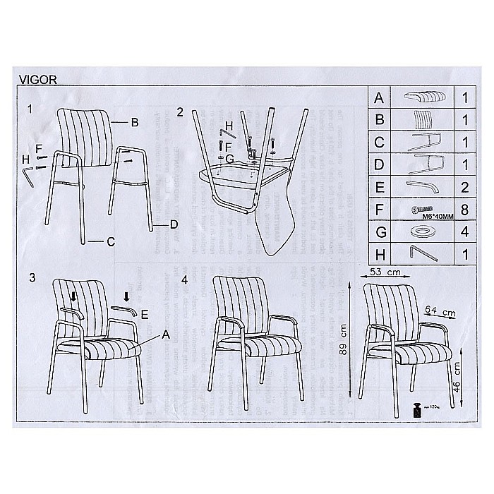 Scaun vizitator HM Vigor, Piele ecologica, Suport lombar, Sarcina max 120 kg, Negru [10]