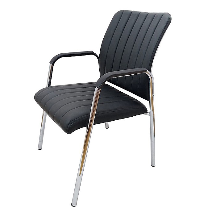 Scaun vizitator HM Vigor, Piele ecologica, Suport lombar, Sarcina max 120 kg, Negru [6]