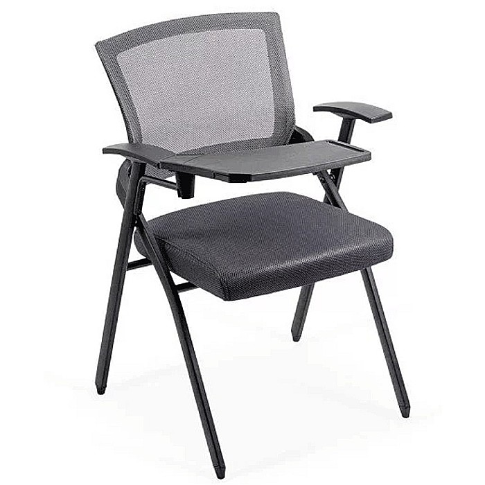 Scaun vizitator HRC 603, cu masuta rabatabila, pliabil, ergonomic, mesh, cadru metalic, 120 kg, negru [2]