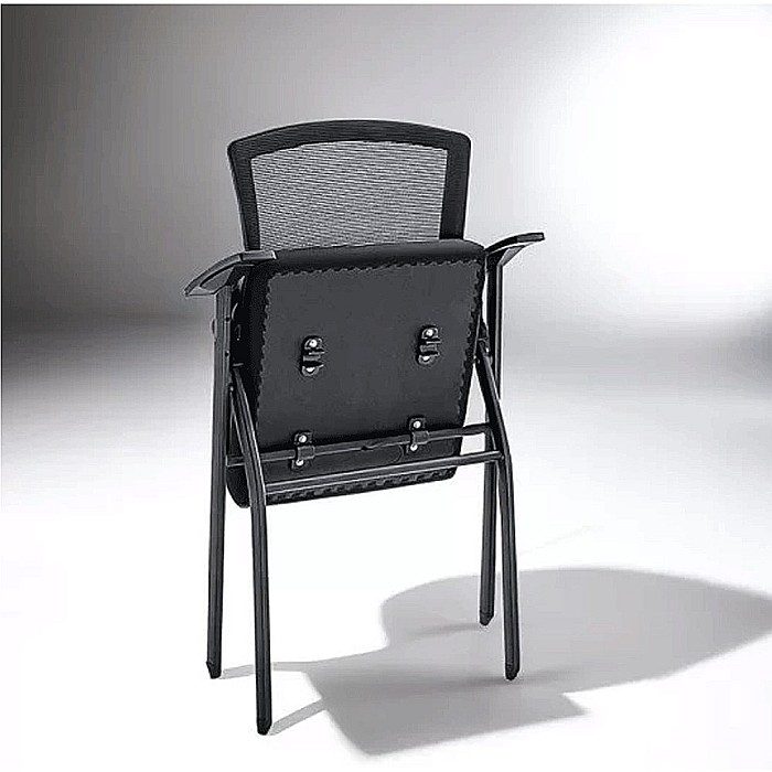 Scaun vizitator HRC 603, cu masuta rabatabila, pliabil, ergonomic, mesh, cadru metalic, 120 kg, negru [3]