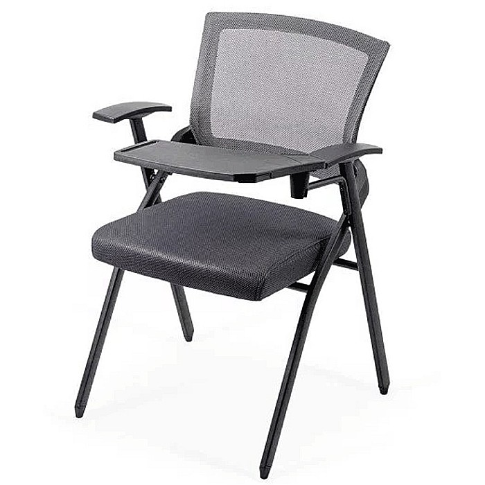 Scaun vizitator HRC 603, cu masuta rabatabila, pliabil, ergonomic, mesh, cadru metalic, 120 kg, negru [1]