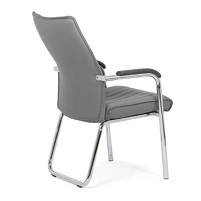 Scaun vizitator HRC 614, ergonomic, piele ecologica, cromat, brate tapitate, 120 kg [3]