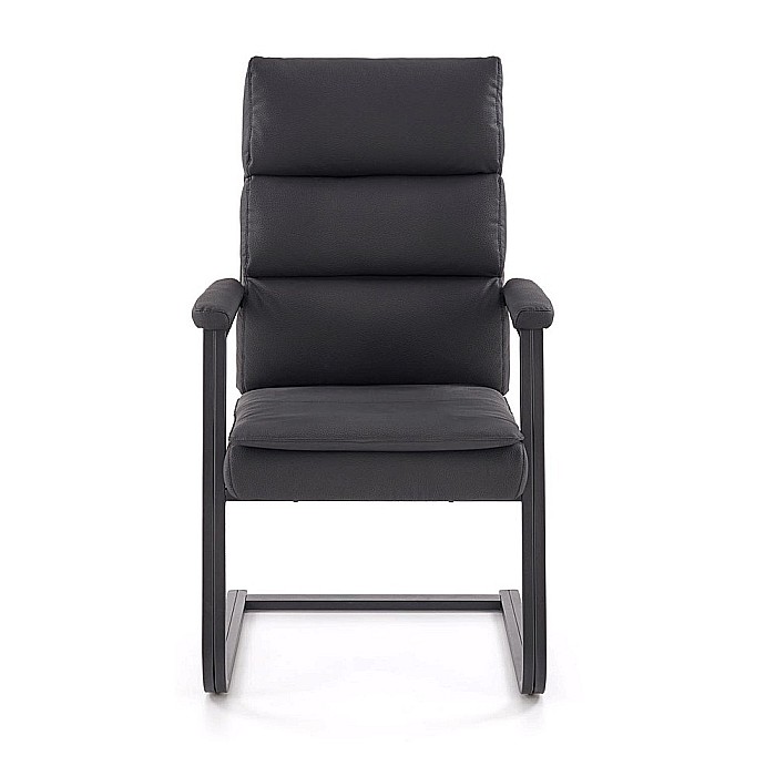 Scaun vizitator si conferinta HM Adriano Skid, cadru metalic, piele ecologica, brate tapitate, 100 kg, negru [5]