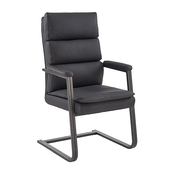 Scaun vizitator si conferinta HM Adriano Skid, cadru metalic, piele ecologica, brate tapitate, 100 kg, negru [2]