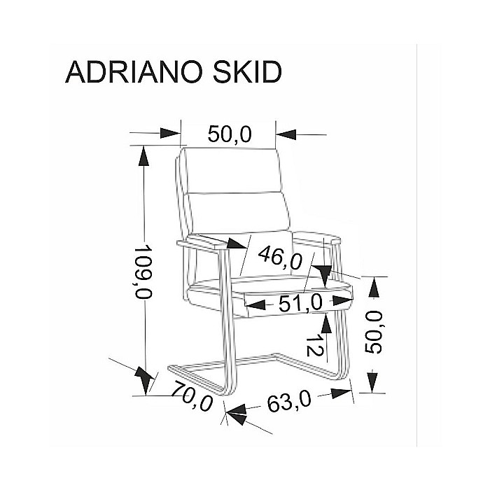 Scaun vizitator si conferinta HM Adriano Skid, cadru metalic, piele ecologica, brate tapitate, 100 kg, negru [11]
