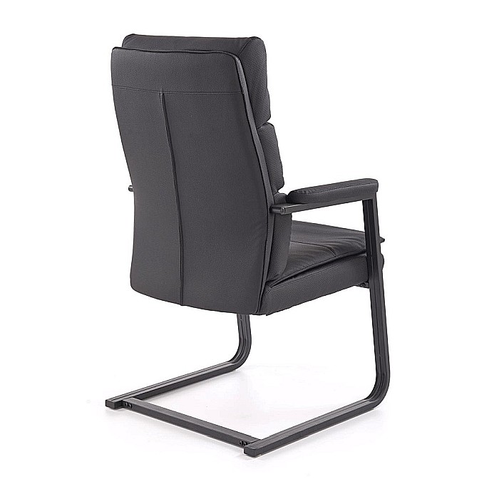 Scaun vizitator si conferinta HM Adriano Skid, cadru metalic, piele ecologica, brate tapitate, 100 kg, negru [6]