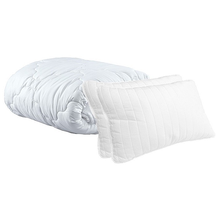 Set Avantaj textile cu 2 Perne 50x70 cm, microfibra, umplutura fibra siliconizata, protectie hipoalergenica 140x200 cm, matlasata ultrasonic si pilota iarna 180x200 cm, antialergenica, alb [2]