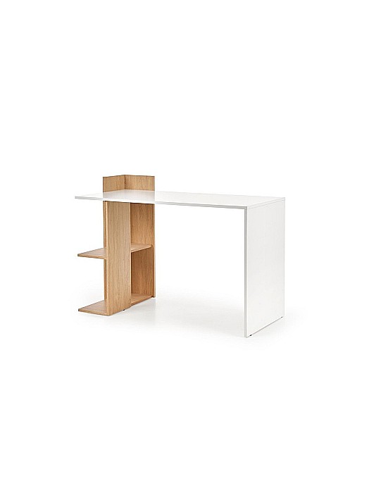 Set birou copii HM Fino, PAL Melaminat, rafturi, stejar auriu/alb cu scaun HM Andy verde, mesh, 102 kg si dulapior rulant HM Simon 2, cu roti, front MDF, alb [3]