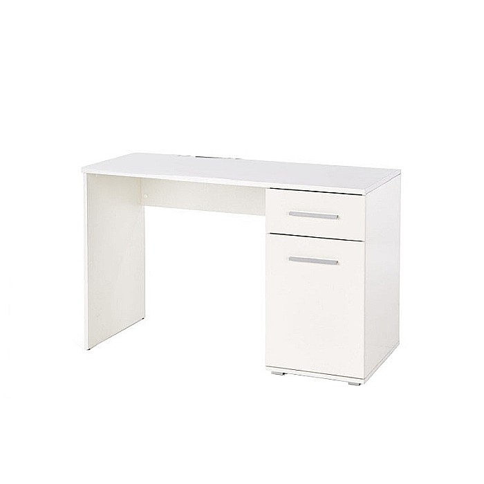 Set birou copii HM Lima B1, usa si sertar, Pal melaminat, alb si scaun birou HM Kitty, piele ecologica, Mecanism de balans, 80 Kg, roz [5]