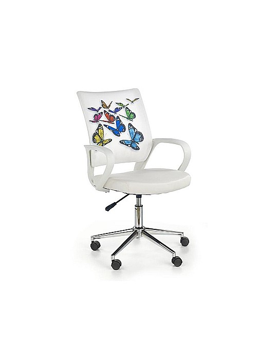 Set birou cu spatiu depozitare pentru scolari, Pal Melaminat, sertar, 2 rafturi, polita glisanta tastatura, fag si scaun HM Ibis Butterfly, stofa/piele ecologica, 100 kg, multicolor [5]