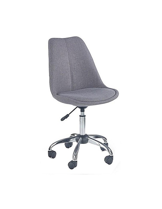 Set birou cu usa si sertar HM Elmo, Pal melaminat, 120x55x78 cm, stejar/antracit si scaun copii HM Coco 4, Ergonomic, Stofa, Inaltime ajustabila, 80 kg, Gri deschis [2]