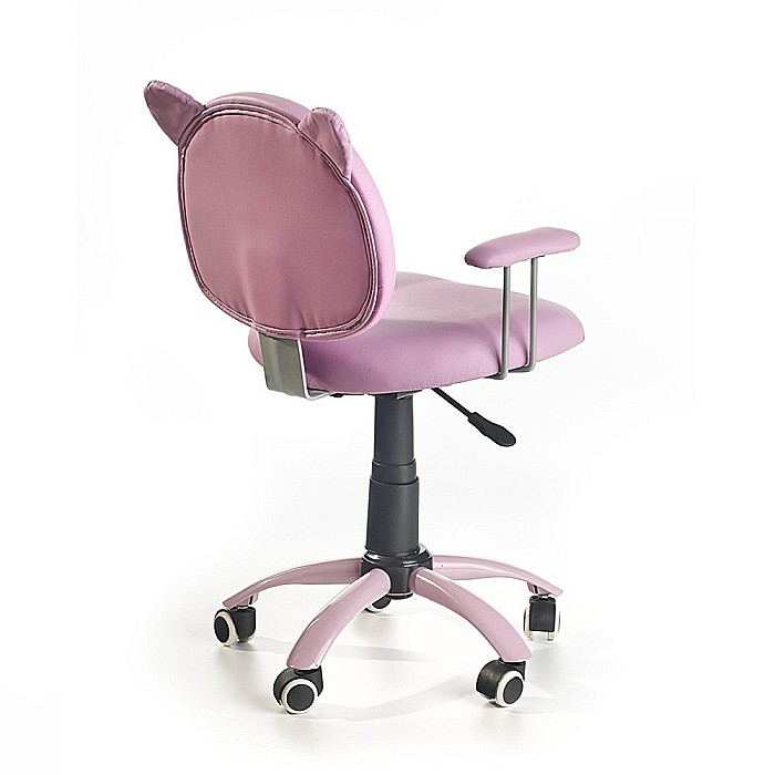 Set birou ergonomic HM Collorido, inaltime reglabila, unghi inclinare ajustabil, MDF, alb si scaun birou HM Kitty, piele ecologica, Mecanism de balans, 80 Kg, roz [4]