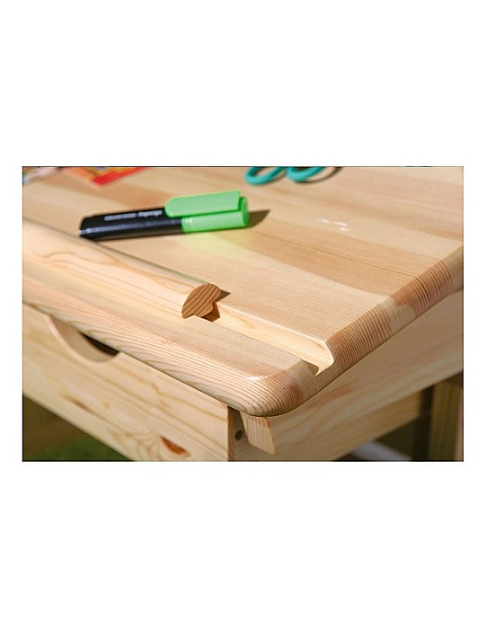 Set birou ergonomic HM Julia inaltime reglabila, unghi inclinare ajustabil, cu scaun HM Matrix negru/turcoaz, stofa, 100 kg si dulapior rulant HM Nils, cu roti, lemn, natur [7]