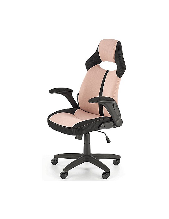 Set birou ergonomic HM Julia inaltime reglabila, unghi inclinare ajustabil, cu scaun HM Bloom roz/negru, stofa/mesh, 100 kg si dulapior rulant HM Nils, cu roti, lemn, natur [3]