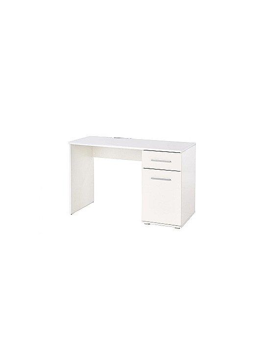 Set birou HM Lima B1, cu usa si sertar, PAL melaminat, 120x55x75 cm, alb si scaun copii HM Matrix, Ergonomic, Stofa/Piele ecologica, 100 Kg, Negru/Turcoaz [4]