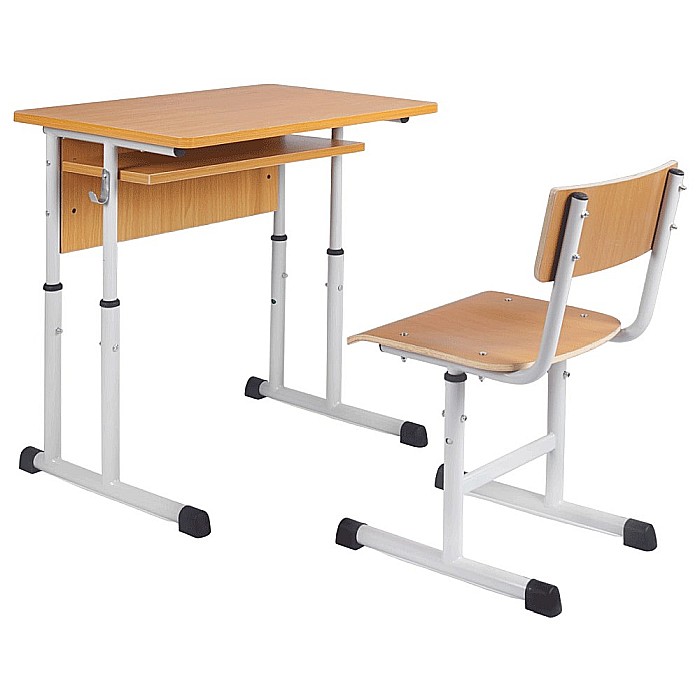 Set birou si scaun scolar, inaltime reglabila, natur [2]