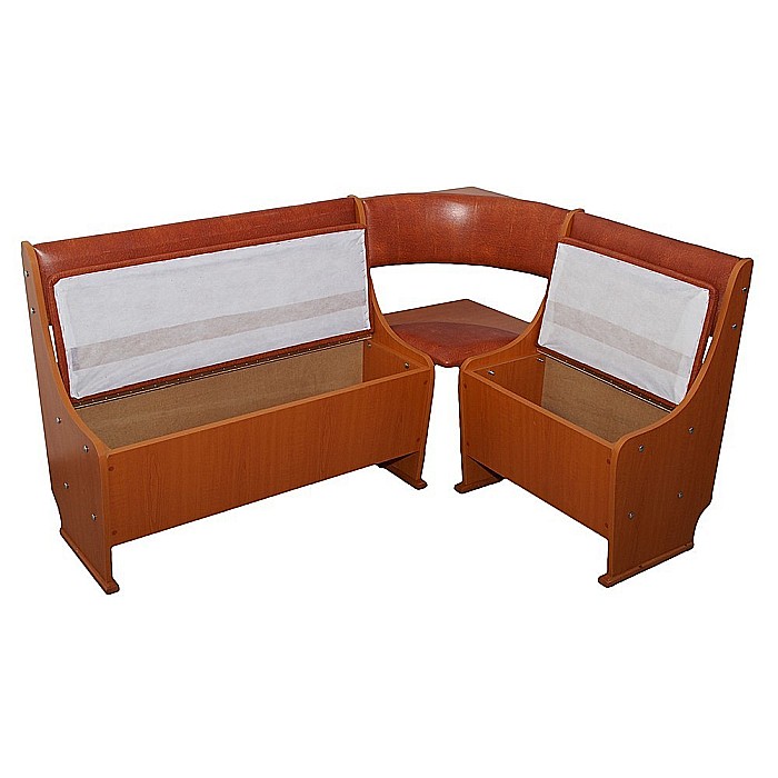 Set coltar bucatarie Mioara, cu spatii depozitare, pozitionare stanga/dreapta, masa din Pal Melaminat si doua taburete din lemn masiv, tapiterie piele ecologica, cires [2]