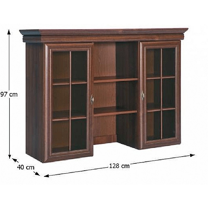 Set comoda living si dormitor, VM3, 4 sertare, 2 usi si vitrina suprapozabila VMN4, 2 usi, 2 polite, Pal melaminat, cu insertii MDF, Nuc [10]