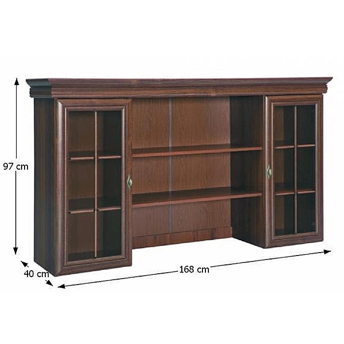 Set comoda living VM4, 4 usi, un sertar si vitrina suprapozabila VMN5, 2 usi, 2 polite, Pal melaminat, cu insertii MDF, Nuc [9]