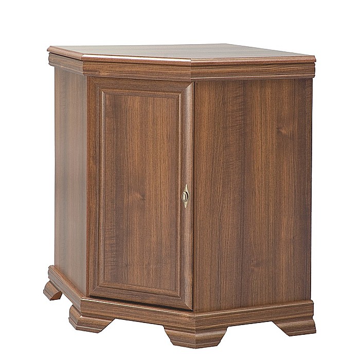 Set comoda pe colt pentru living VMN1, cu o usa, o polita si vitrina suprapozabila VMNN1, o usa, 2 polite, Pal Melaminat, cu elemente din MDF, Nuc [4]