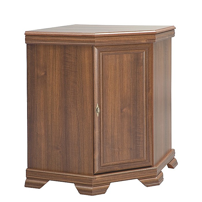 Set comoda pe colt pentru living VMN1, cu o usa, o polita si vitrina suprapozabila VMNN1, o usa, 2 polite, Pal Melaminat, cu elemente din MDF, Nuc [5]