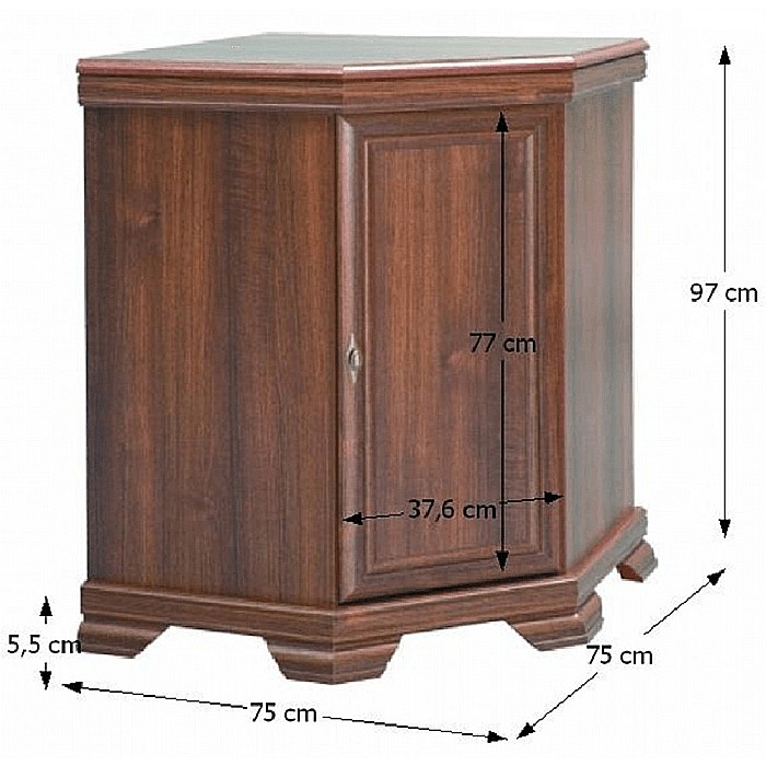 Set comoda pe colt pentru living VMN1, cu o usa, o polita si vitrina suprapozabila VMNN1, o usa, 2 polite, Pal Melaminat, cu elemente din MDF, Nuc [6]