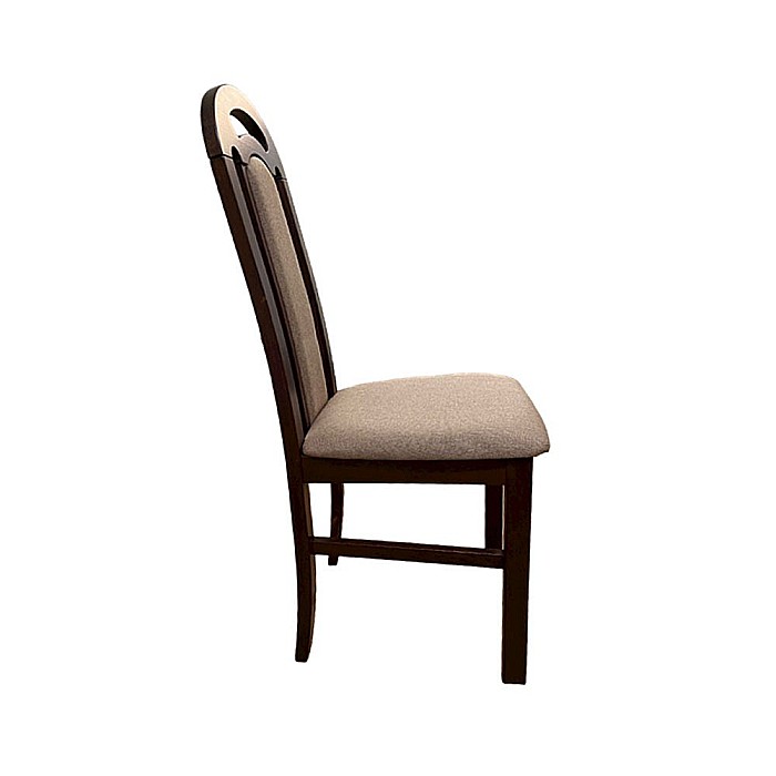 Set masa extensibila lemn masiv, living si bucatarie, DM4 Maxima, blat MDF Furniruit, colturi rotunjite, 120-150x70x76 cm si 4 scaune DM Biano, lemn, stofa, 120 kg, nuc [3]