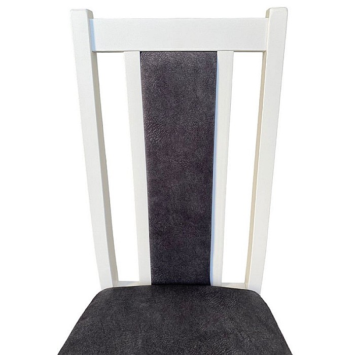 Set masa extensibila lemn masiv, living si bucatarie, DM4 Maxima, blat MDF Furniruit, colturi rotunjite, 120-150x70x76 cm si 4 scaune DM14 Boston, lemn, stofa, 120 kg, alb/gri [4]