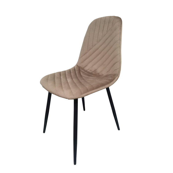 Set masa living Elegant FDT4, blat caramica, structura metalica, 140x80x75 cm, alb/maro si 6 scaune Doina FDC2, tapiterie catifea, 90 kg, bej [8]