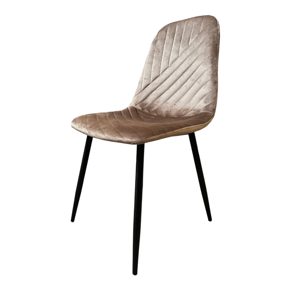 Set masa living Elegant FDT4, blat caramica, structura metalica, 140x80x75 cm, alb/maro si 6 scaune Doina FDC2, tapiterie catifea, 90 kg, bej [5]