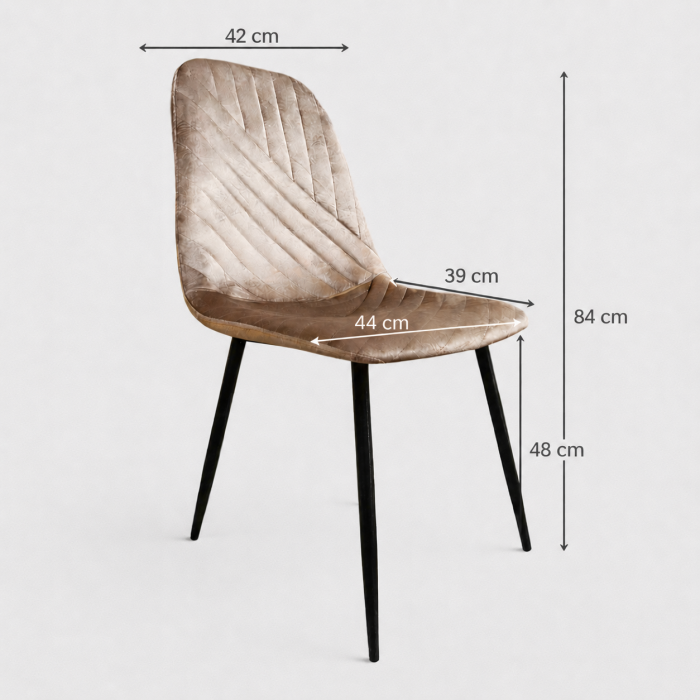 Set masa living Elegant FDT4, blat caramica, structura metalica, 140x80x75 cm, alb/maro si 6 scaune Doina FDC2, tapiterie catifea, 90 kg, bej [9]
