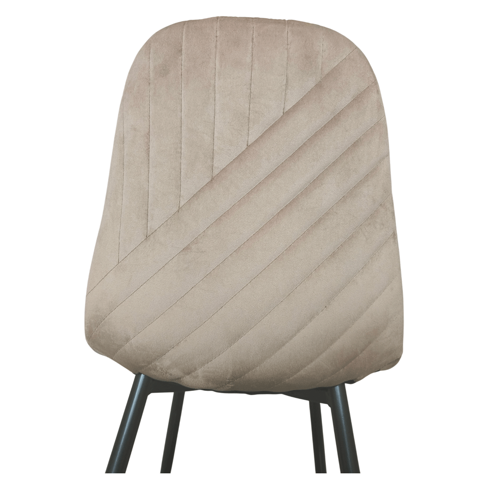 Set masa living Elegant FDT4, blat caramica, structura metalica, 140x80x75 cm, alb/maro si 6 scaune Doina FDC2, tapiterie catifea, 90 kg, bej [6]