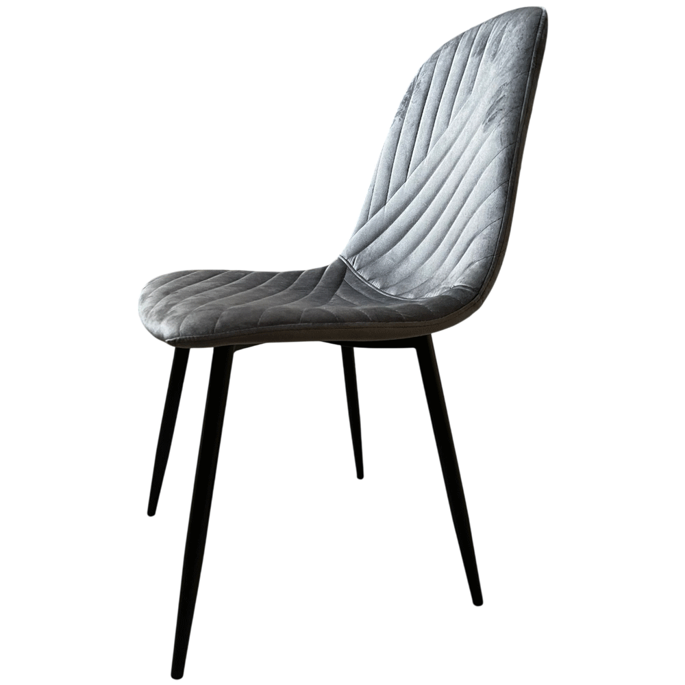 Set masa living Elegant FDT4, blat caramica, structura metalica, 140x80x75 cm, alb/maro si 6 scaune Doina FDC2, tapiterie catifea, 90 kg, gri [4]