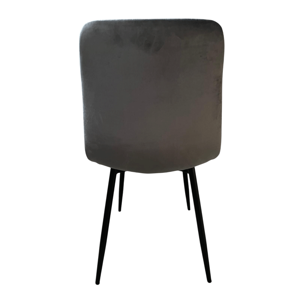 Set masa living Elegant FDT4, blat caramica, structura metalica, 140x80x75 cm, alb/maro si 6 scaune Rizea FDC4, tapiterie catifea, 90 kg, gri [5]