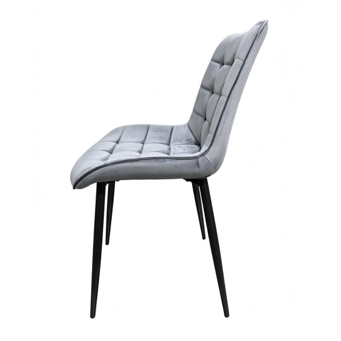 Set masa living Elegant FDT4, blat ceramica, structura metalica, 140x80x75 cm, alb/gri si 6 scaune Gloria FDC20, tapiterie catifea, 90 kg, gri [6]