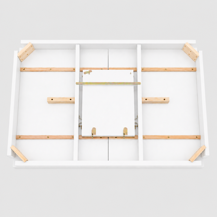 Set masa living extensibila Miami, MDF, lemn masiv, 120/150 x 80 x 73.8 cm si 6 scaune Houston, stofa,100 kg, 94x49x40 cm, alb/gri [5]