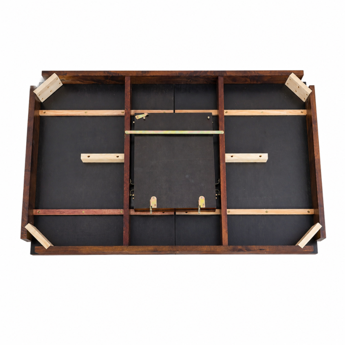 Set masa living extensibila Miami, MDF, lemn masiv, 120/150 x 80 x 73.8 cm si 6 scaune Vienna, tapitat stofa, 94x49x40 cm, nuc/bej [6]