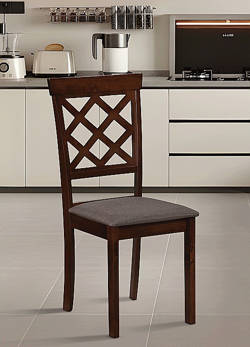 Set masa living si bucatarie Bali, MDF Furniruit, 112x72x74 cm si 4 scaune Vienna, lemn masiv, tapiterie stofa, 100 kg, nuc [8]