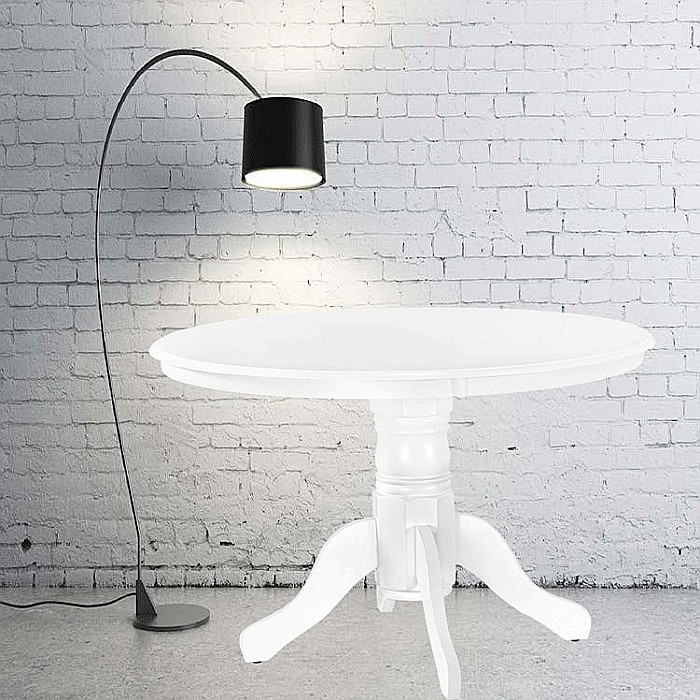 Set masa living si bucatarie KL Livia, MDF Furniruit, structura lemn masiv si 4 scaune KL Oman, tapiterie stofa, lacuit, 120 kg, alb/gri [7]