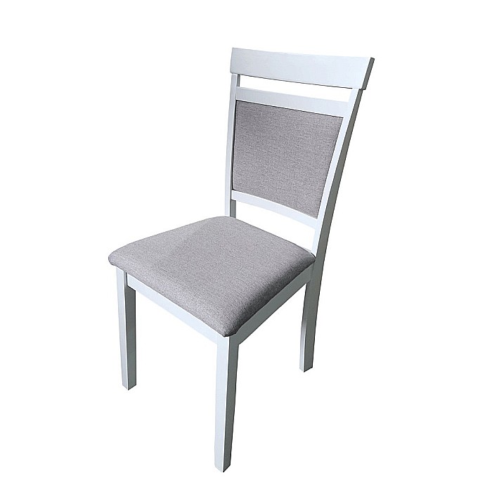 Set masa living si bucatarie KL Livia, MDF Furniruit, structura lemn masiv si 4 scaune KL Oman, tapiterie stofa, lacuit, 120 kg, alb/gri [3]