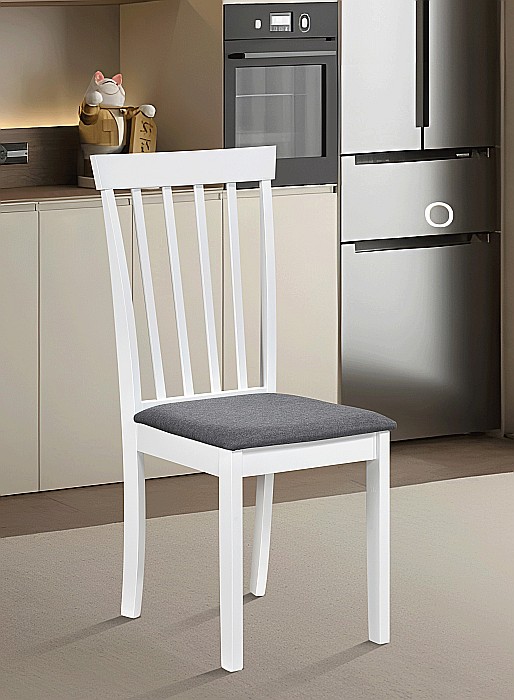 Set masa living si bucatarie Sophia, MDF, rotunda, 90x74 cm si 4 scaune Houston, lemn masiv, tapiterie stofa, 100 kg, alb [5]