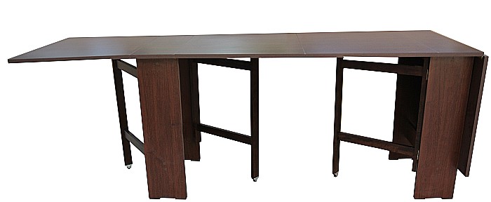 Set masa plianta 12 persoane, Pal Melaminat, insertii lemn masiv, 274x75x78 cm si 6 scaune pliante, tapiterie piele ecologica, wenge [5]