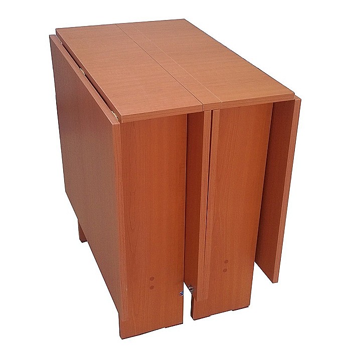 Set masa plianta 12 persoane, Pal Melaminat, insertii lemn masiv, 274x75x78 cm si 6 scaune pliante, tapiterie piele ecologica, cires [4]