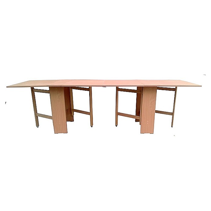 Set masa plianta 12 persoane, Pal Melaminat, insertii lemn masiv, 274x75x78 cm si 6 scaune pliante, tapiterie piele ecologica, fag [3]