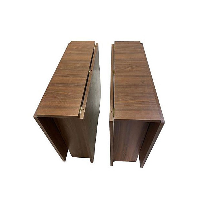 Set masa plianta 12 persoane, Pal Melaminat, insertii lemn masiv, 274x75x78 cm si 6 scaune pliante, tapiterie piele ecologica, nuc [4]