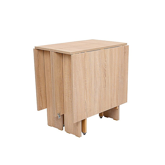 Set masa plianta 12 persoane, Pal Melaminat, insertii lemn masiv, 274x75x78 cm si 6 scaune pliante, tapiterie piele ecologica, stejar sonoma [10]